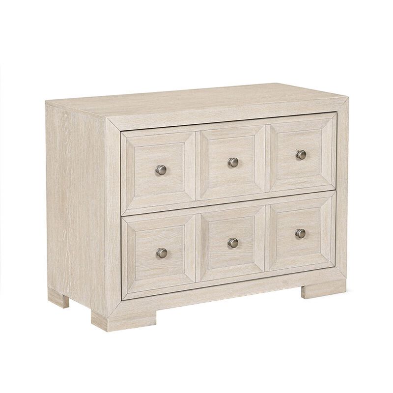 Kizie Oversized Nightstand, USB A-C, 2 Drawers, Bronze, Beige, 38 Inch