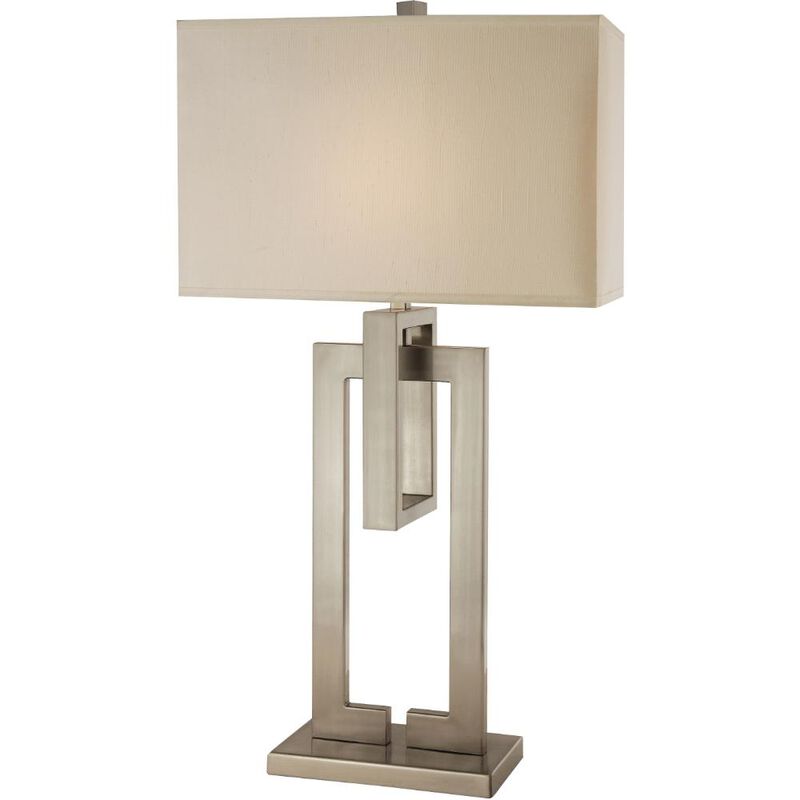 Hivvago 36" Nickel Iron Geometric Table Lamp With Ivory Shade