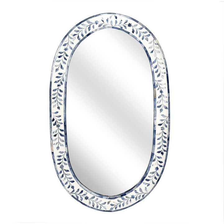 Butler Specialty Trubadur Bone Inlay Wall Mirrored, White and Blue