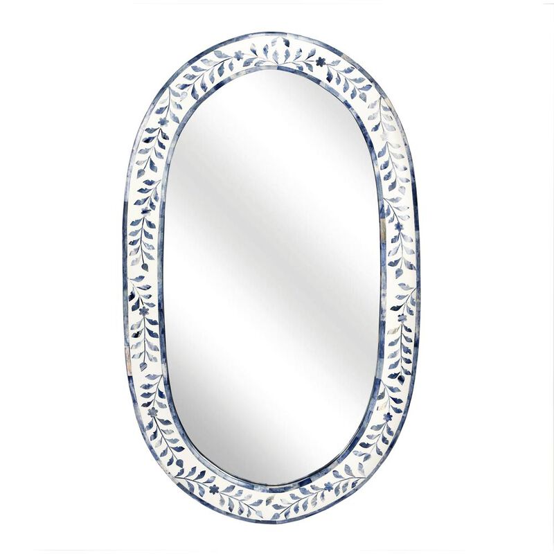 Butler Specialty Trubadur Bone Inlay Wall Mirrored, White and Blue image number 0