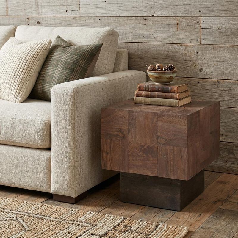 HomeRoots 22" Black And Brown Solid Wood Square End Table image number 1