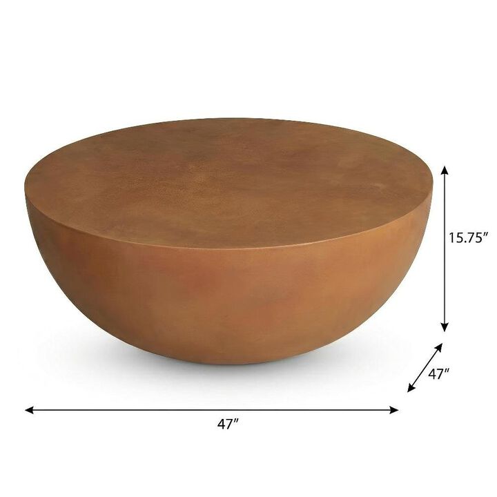 Starlight Canyon Home Red Concrete Coffee Table with Semi-Gloss Stone Top and Stain-Repellent Surface