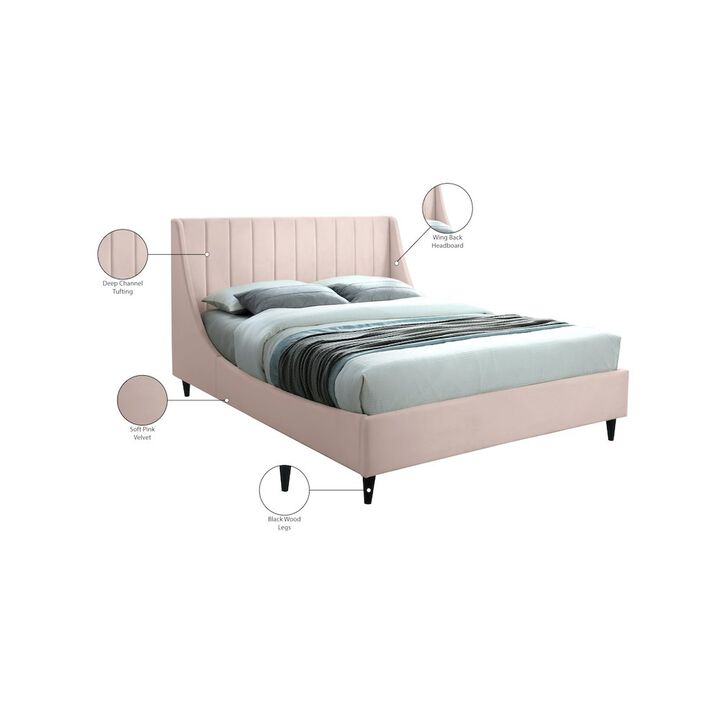 Meridian Furniture Eva Pink Velvet Queen Bed