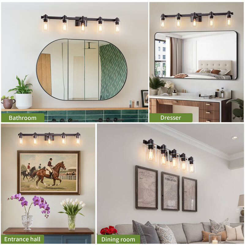 40.6" Modern 5-Light Dimmable Indoor Wall Sconce image number 9