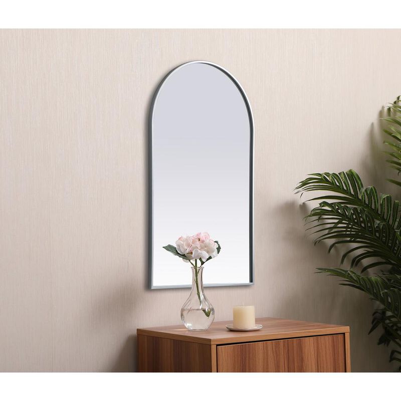 Elegant Decor Metal Frame Arch Mirror 24x40 Inch in Silver