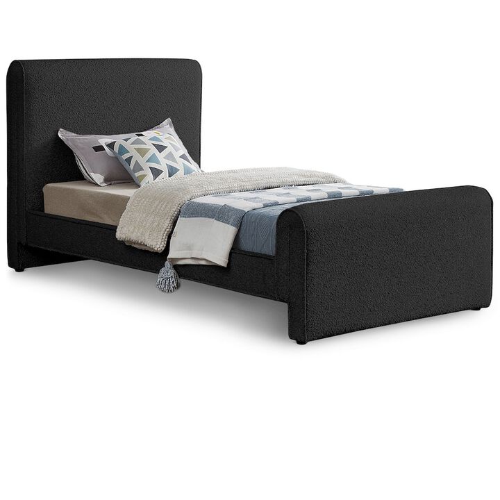 Meridian Furniture Stylus Black Boucle Fabric Twin Bed