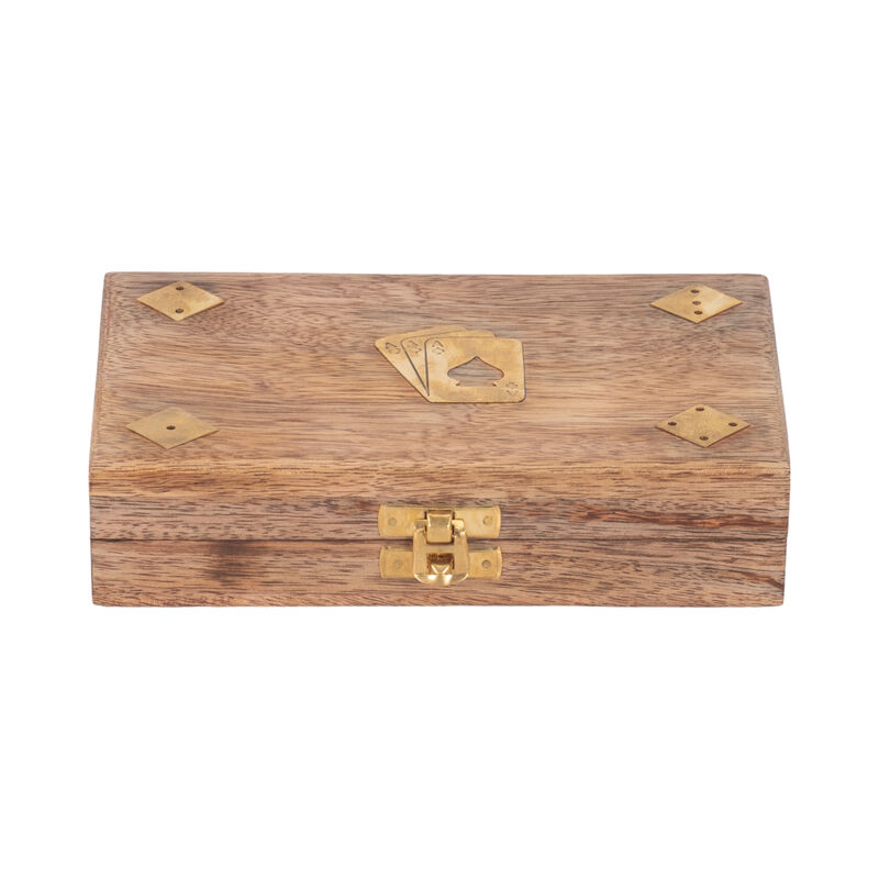 Wood 7x5 Cards & Dice Box image number 0