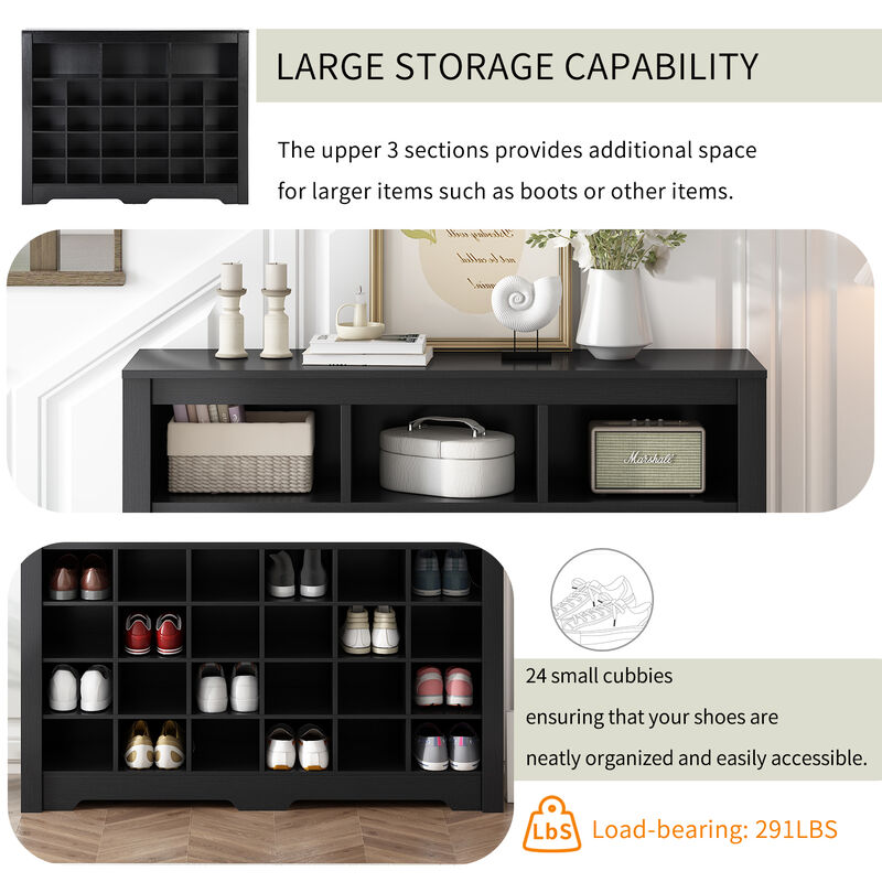 Merax Sleek Design Cubby Console Shoe Cabinet