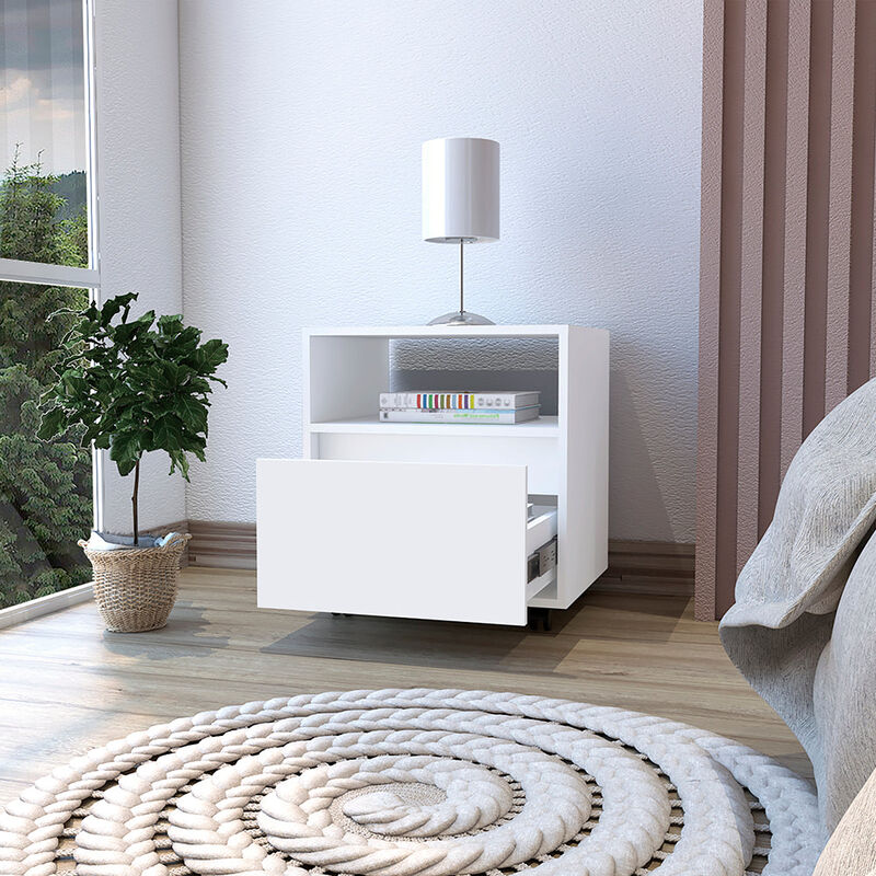 Nightstand Munyochi, Bedroom, White