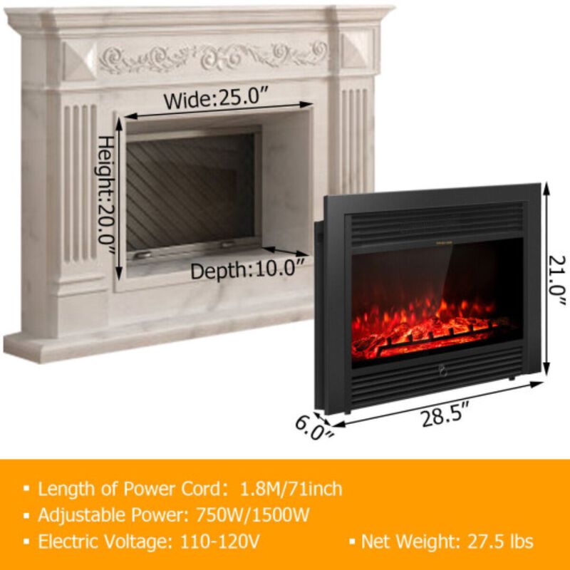 28.5 inch Electric Recessed Mounted Standing Fireplace Heater image number 5