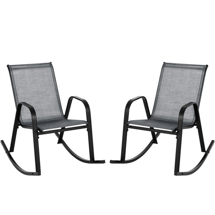 2-Piece Outdoor Rocking Chair Set Weather-Resistant Patio Seating for Porch, Garden, or Deck