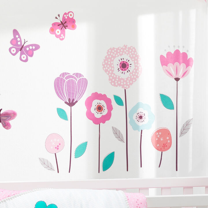 Bedtime Originals Magic Garden Pink/Lavender/Coral Butterfly Floral Wall Decals