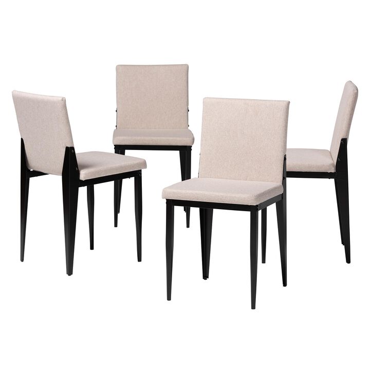 Baxton Studio Bishop Industrial Grey Fabric and Metal 4 Piece Dining Chair Set