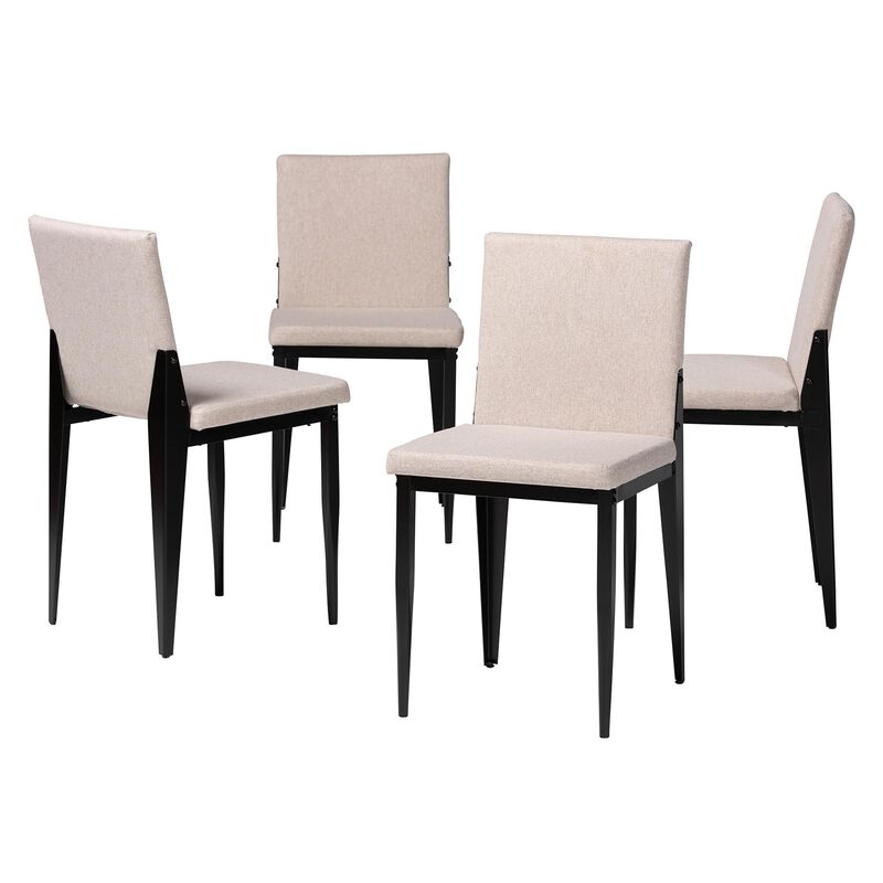 Baxton Studio Bishop Industrial Grey Fabric and Metal 4 Piece Dining Chair Set