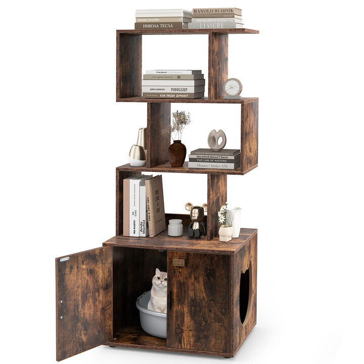 Tall Cat Litter Box Enclosure with Storage