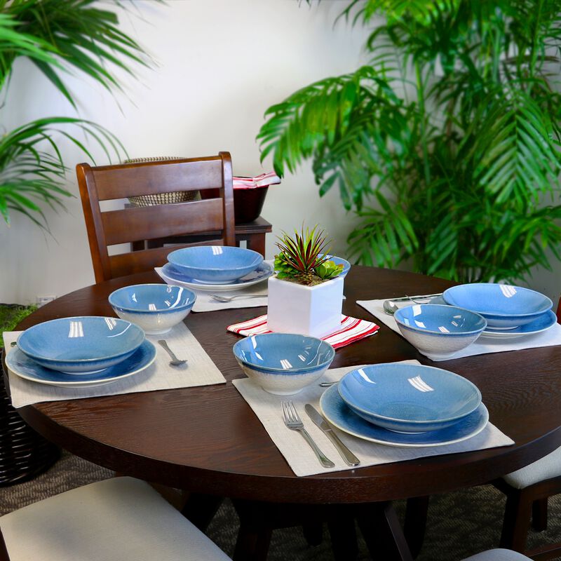 Gibson Elite 12 Piece Ombr&Atilde;&copy; Blue Double Bowl Dinnerware Set image number 3