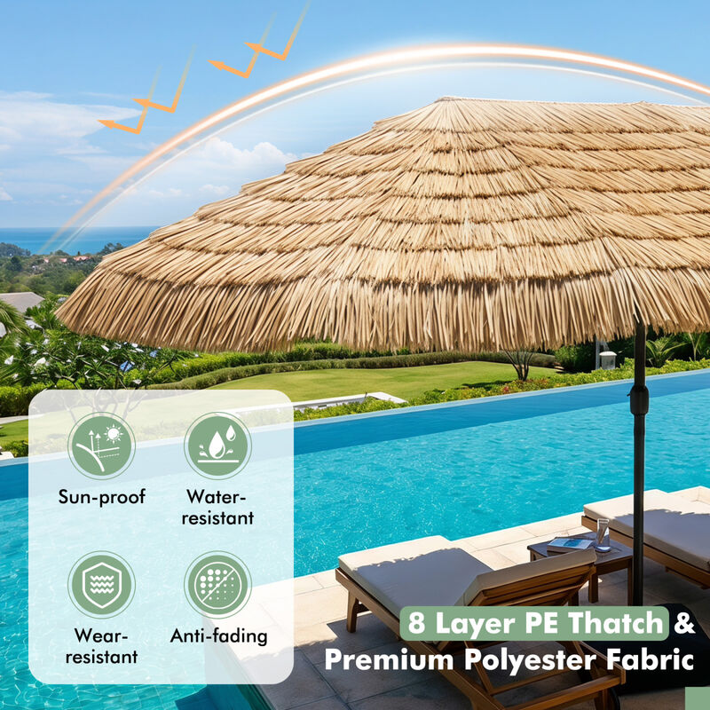 15 x 9 FT Solar Double Sided Umbrella with 144 Multicolor LED Lights 12 Modes and Durable 12 Ribs image number 3