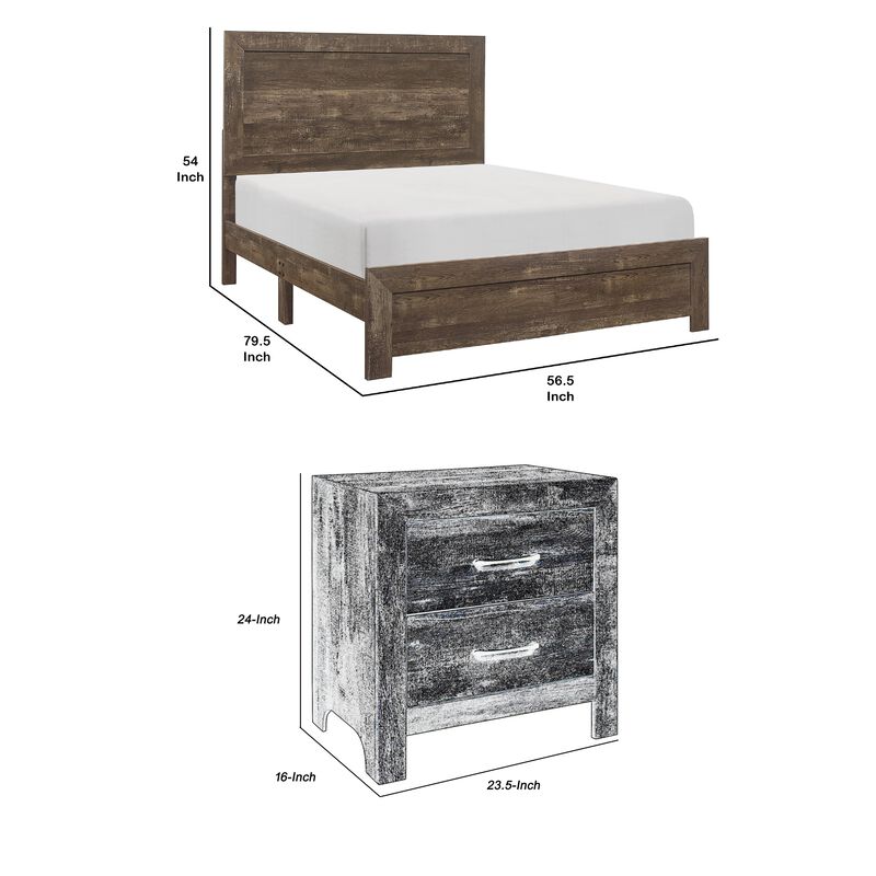 Bedroom Set, Panel Design, 2-Piece Set with Bed and Nightstand image number 7