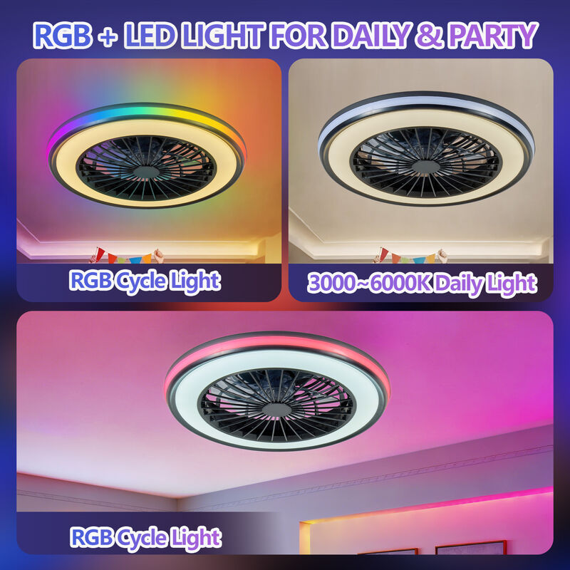 ELEMENT ACE Modern Dimmable RGB LED Ceiling Fan with Light, Adjustable Speed Bidirectional Rotation Ceiling Lighting Fixture for Living Room Bedroom Office image number 3