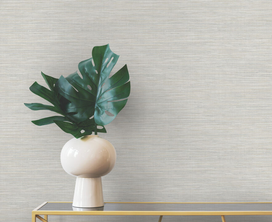 Winn Light Grey Faux Grasscloth Wallpaper