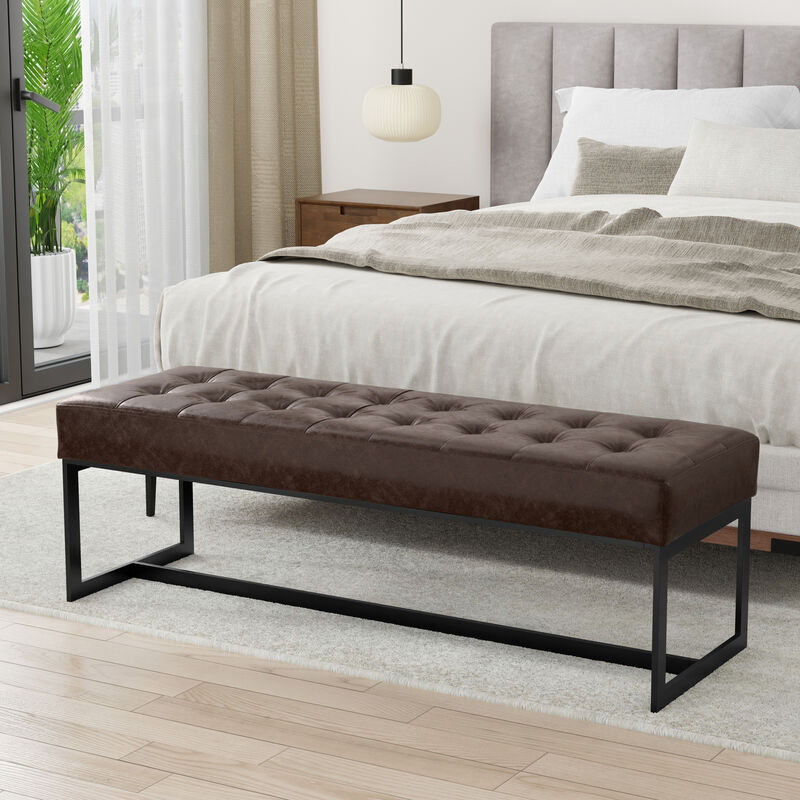 Simpli Home Penelope Leather Ottoman Bench image number 1