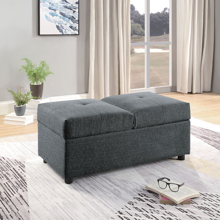Gray Color Stylish 1pc Storage Ottoman Convertible Chair Foam Cushioned Fabric Upholstered Solid Wood Plywood Frame Living Room Furniture