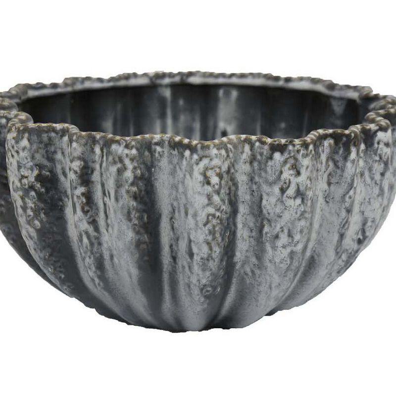 Kiara Decorative Bowl, Aqua Gray Ceramic Textured Design, 15 Inch image number 2