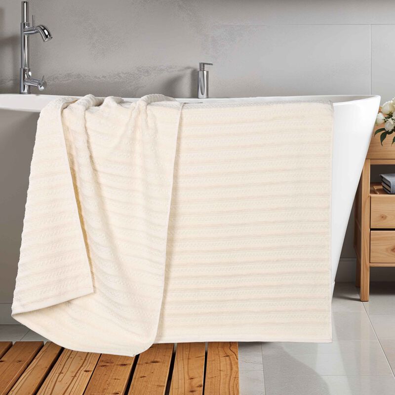 Set of 2 Zero Twist Cotton Waffle Bath Towels Soft Absorbent image number 1