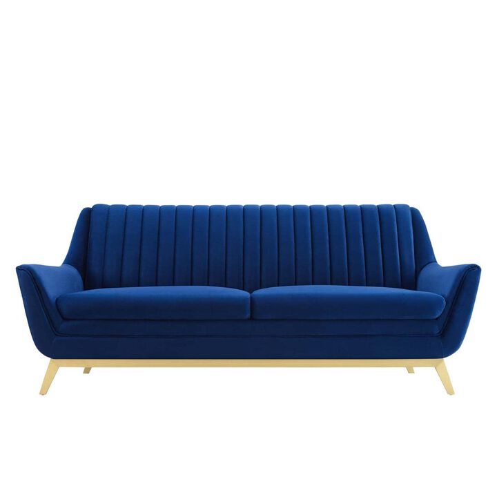 Modway Winsome Channel Tufted Performance Velvet, Sofa, Navy