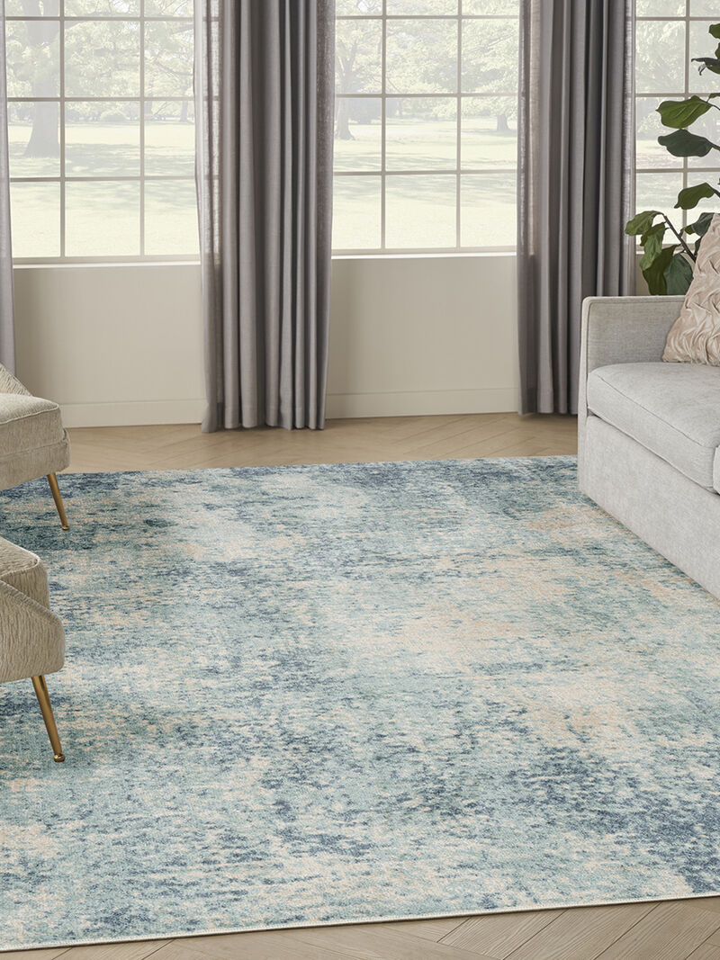 Astra Machine Washable ASW07 Blue/Ivory 9' x 12' Rug