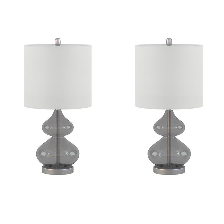 Gracie Mills Anibal Modern Curved Glass and Metal Base Table Lamps Set of 2