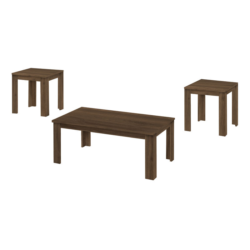 Monarch Specialties I 7862P Table Set, 3pcs Set, Coffee, End, Side, Accent, Living Room, Laminate, Walnut, Transitional image number 1