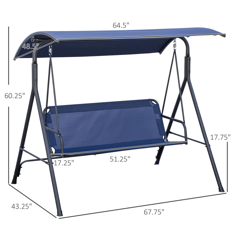 Hivvago Patio Swing Chair with Steel Frame and Adjustable Canopy image number 2