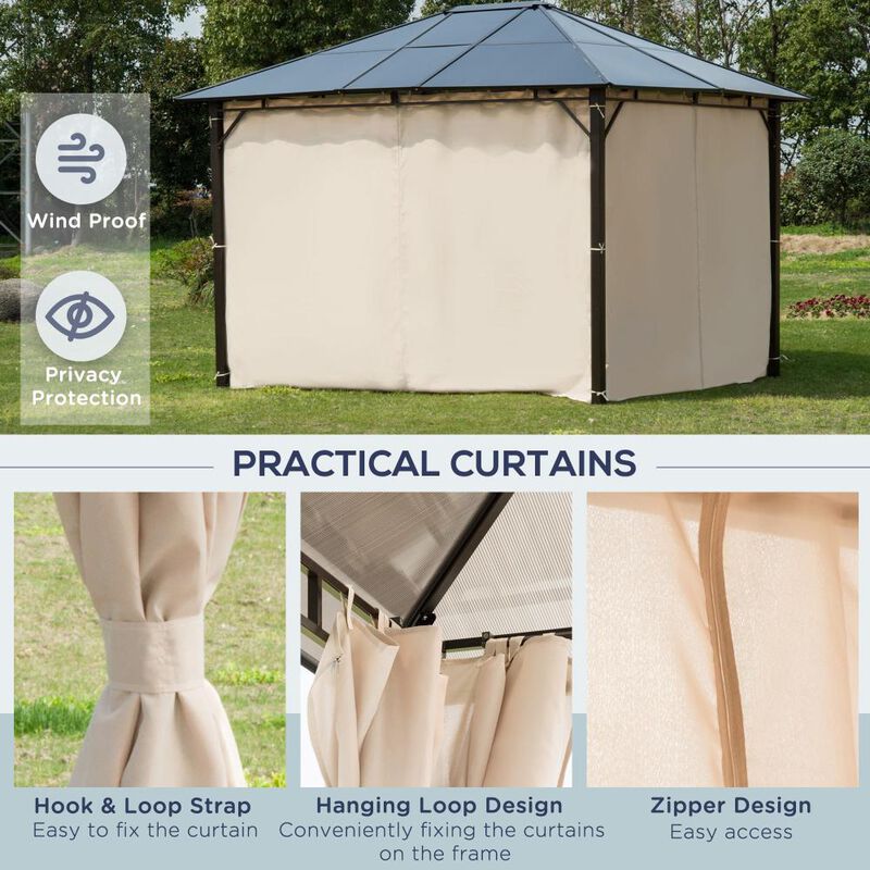 Hivvago 10' x 12' Outdoor Hardtop Gazebo with Netting for Patio image number 5