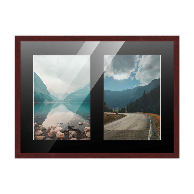 8x10 Wood Collage Frame with Black Mat for 2 4x6 Pictures