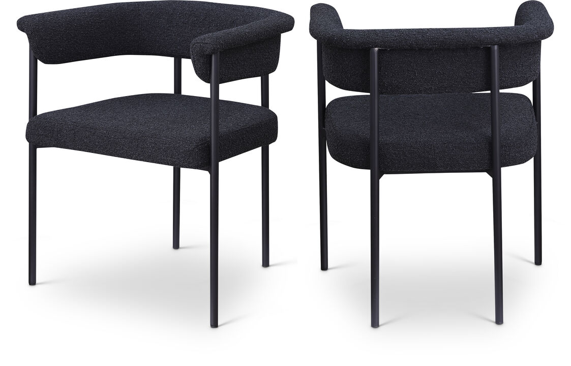 Meridian Furniture Malin Black Boucle Fabric Dining Chair, Set of 2