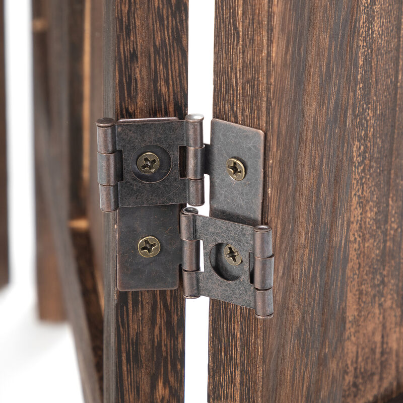 Rustic 72"W x 67"H 4-Panel Room Divider, Folding Privacy Screens, Wood Partition Wall Divider for Room Separation, Temporary Wall