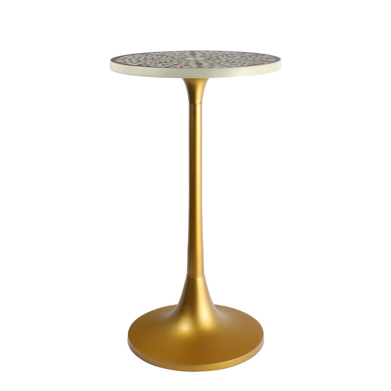 Nysha Modern Bohemian Metal/Resin Inlay Top End Table