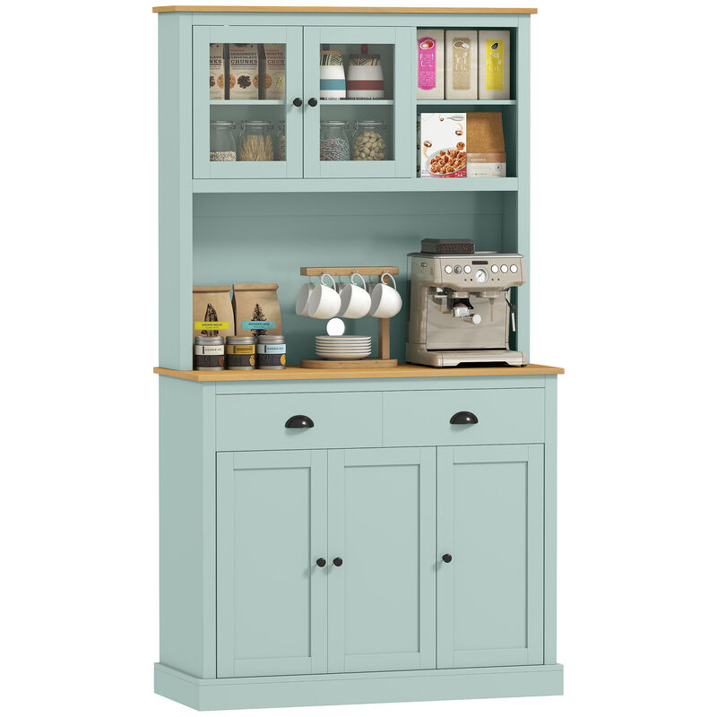 Hivvago 71" Kitchen Hutch with Glass Doors and Drawers image number 0