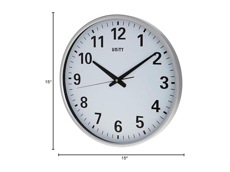 Unity Tejo Clear Sweeping Hands Silver Wall Clock Silent Home Decor