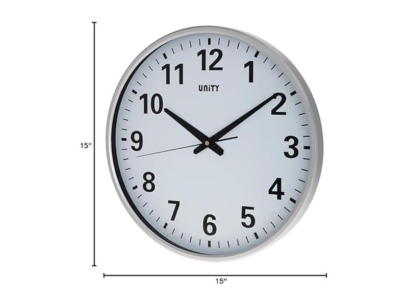 Unity Tejo Clear Sweeping Hands Silver Wall Clock Silent Home Decor image number 1