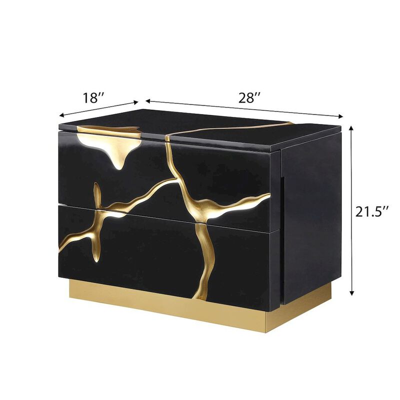 Best Master Furniture Trevello High-Gloss Lacquered Left Nightstand, Gold Accents (White) image number 5