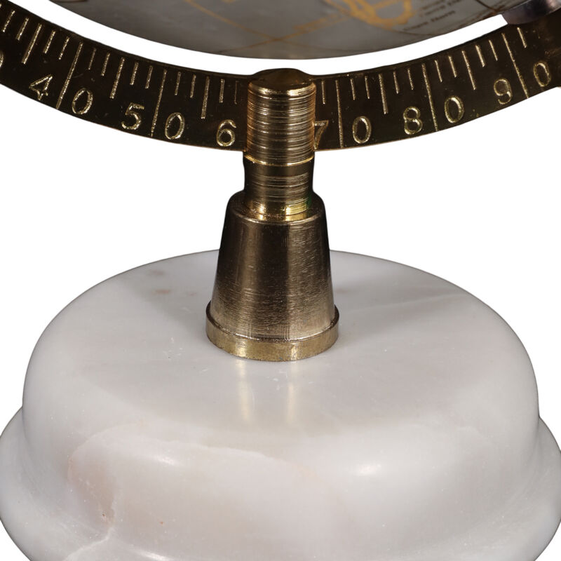 10x7" Globe On Marble Base, White/gold image number 5