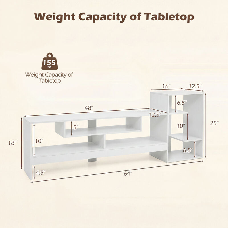 Modern TV Stand with Cube Storage Shelves and Charging Power Outlets image number 2