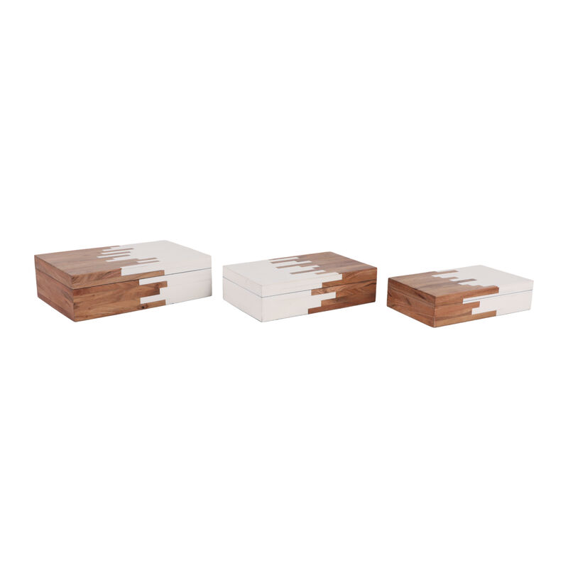 S/3 10/11/12" 2-toned Boxes, Natural/white image number 3