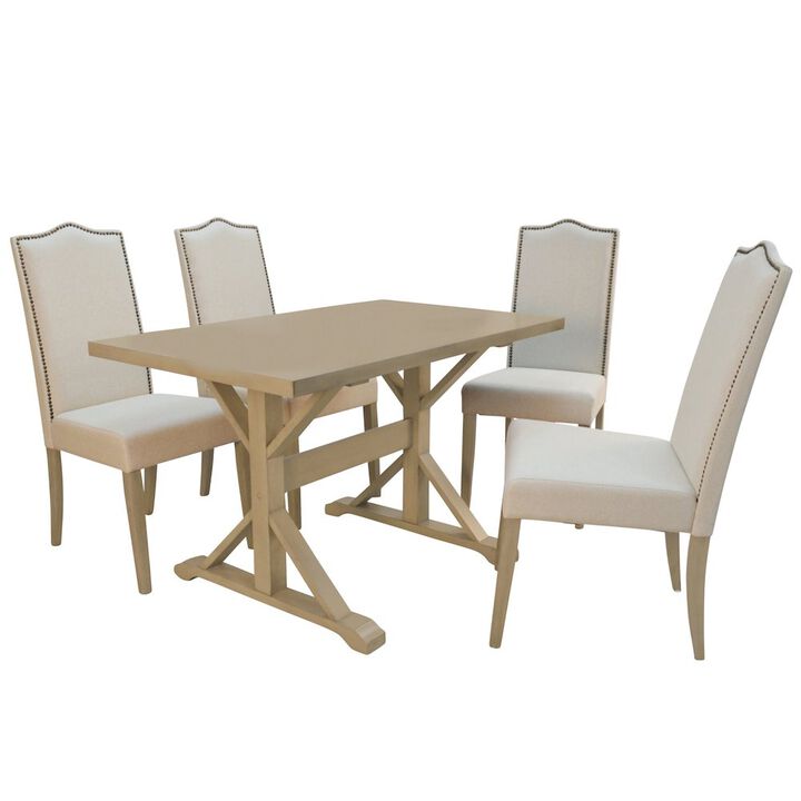Carolina Living Florence Trestle Table and 4 Romero Parson Upholstered Chairs
