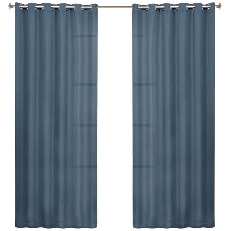 Modern Solid Blackout Curtain Panels Set of 2 Room Darkening Drapes image number 0