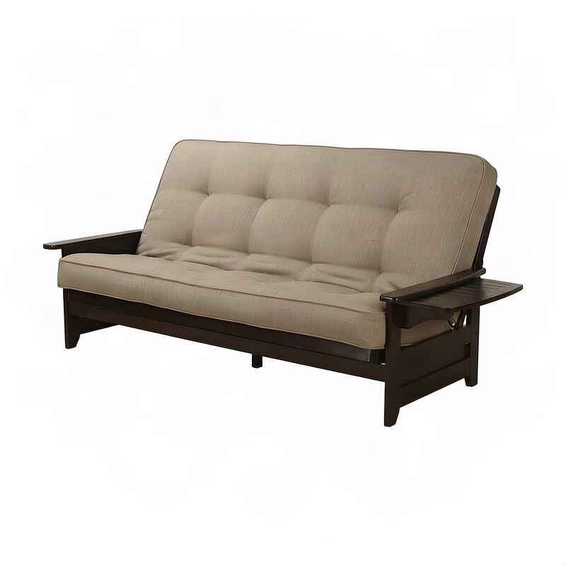 Phoenix Frame Queen-Espresso Finish-Linen Stone Mattress image number 0