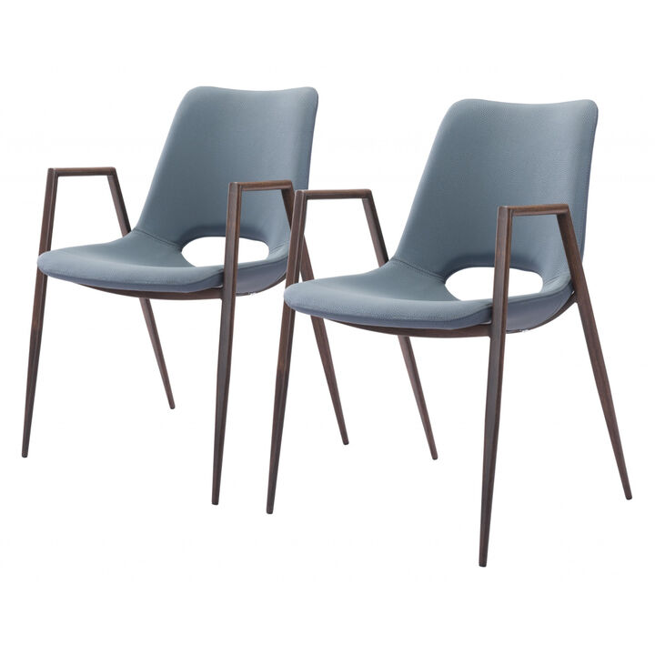 Set of Two Upholstered Faux Leather Dining Chairs with Armrests & Open Back