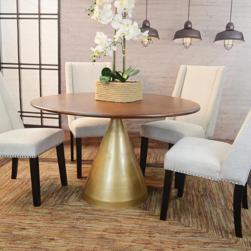 Carolina Living Gio 48 Pedestal Dining Table - Elm/Gold